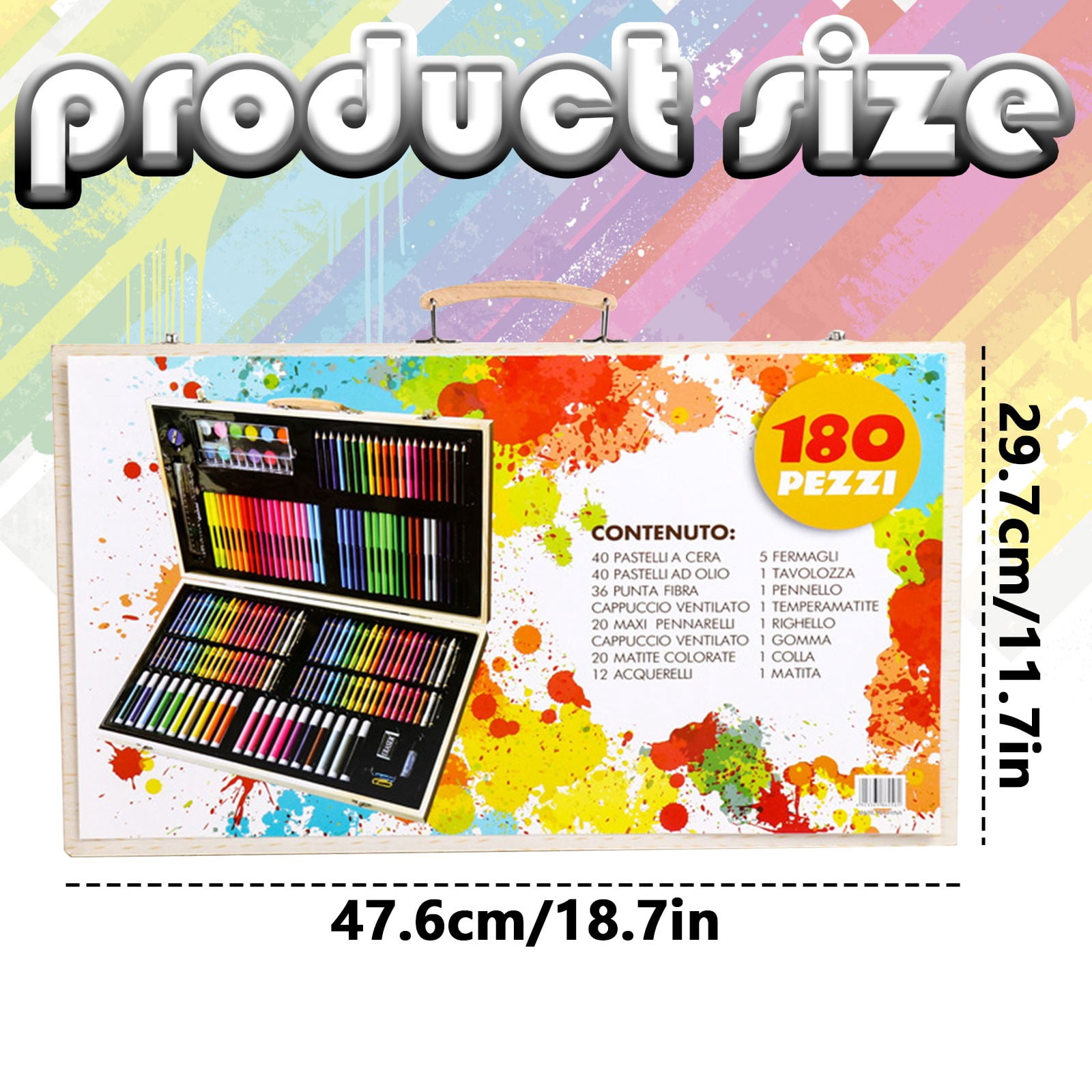 CMYYNNA 180 Piece Deluxe Art Set,Wooden Box & Drawing Kit with Crayons,Oil Pastels,Colored Pencils,Watercolor Cakes,Sketch Pencils,Paint Brush,Sharpener,Eraser,Color Chart (Cherry)