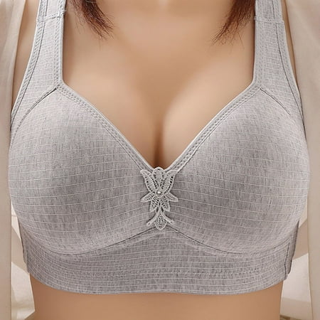 

WHLBF Bras for Women Clearance Plus Size Comfortable Lace Breathable Underwear No Rims Gray 10(XL)