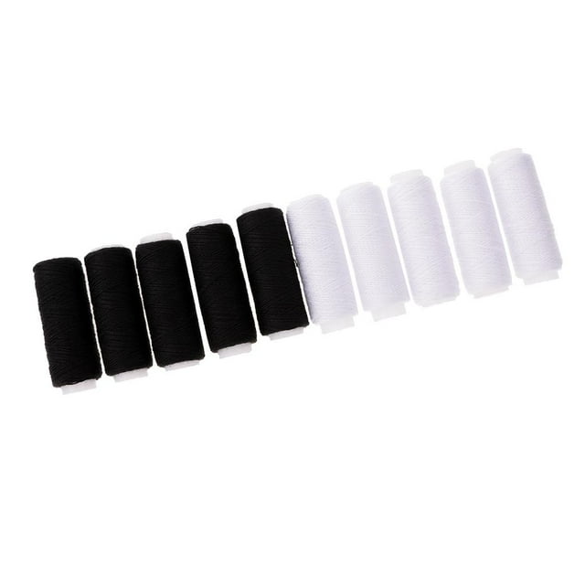 yuksok 10 Spools Leather Jeans Sewing for Hand / Machine black white