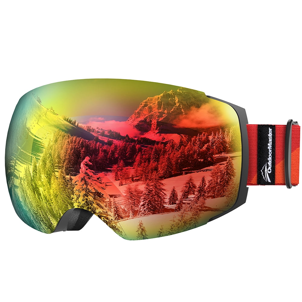 Interchangeable Lens 100% UV400 Protection Snow Goggles for Men & Women Frameless OutdoorMaster Ski Goggles PRO
