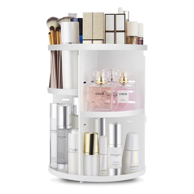 Organizador de maquillaje seinlife 360, giratorio, ajustable, blanco