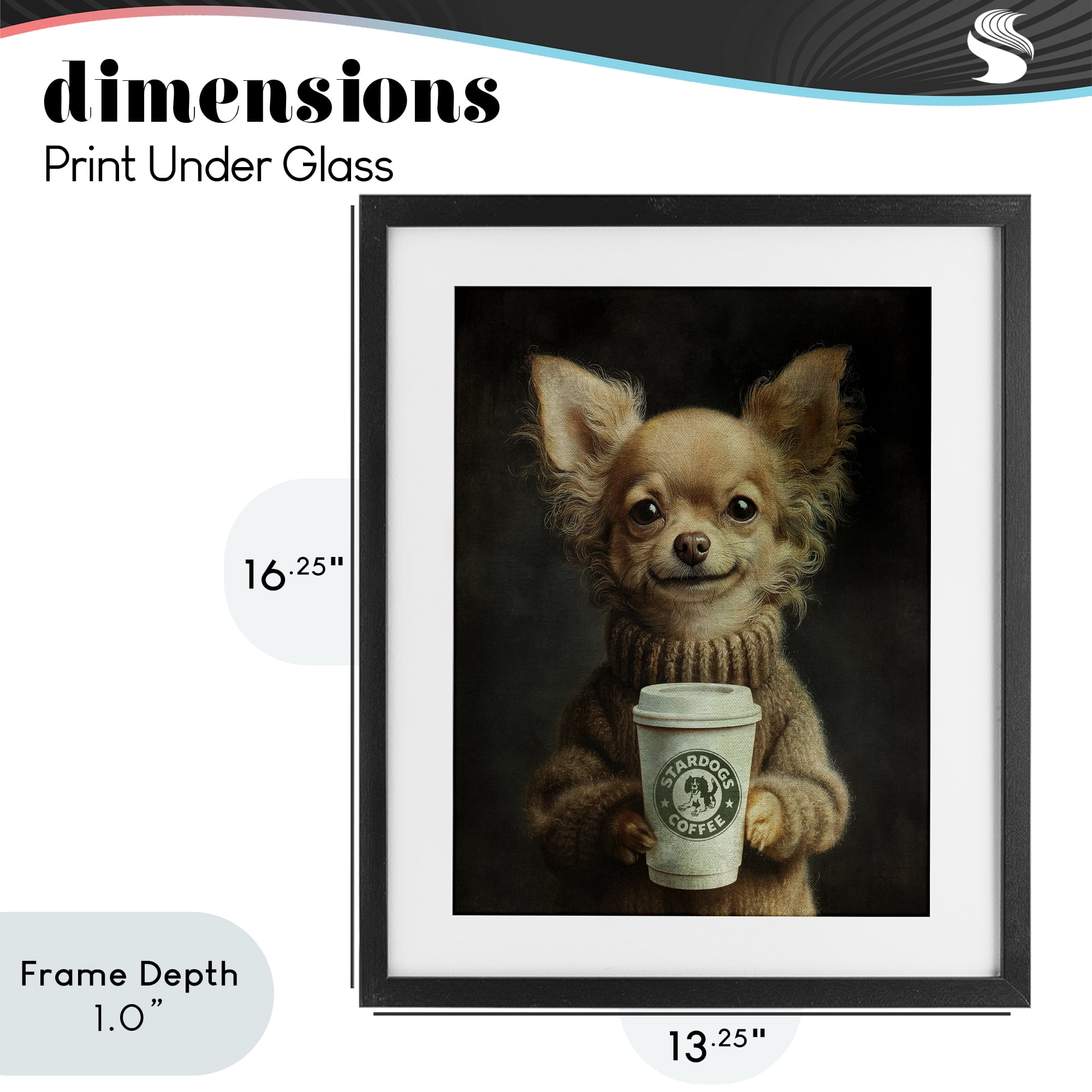 Stupell Industries Espresso Pup in Cozy Sweater Black Framed Print Under Glass, design by Svetlana Aleynikova