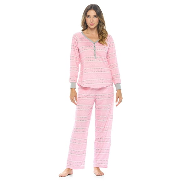 Casual Nights Women's Pajama Sets Jersey Knit Long Sleeve Sleepwear Nightwear Lounge Pajama Set