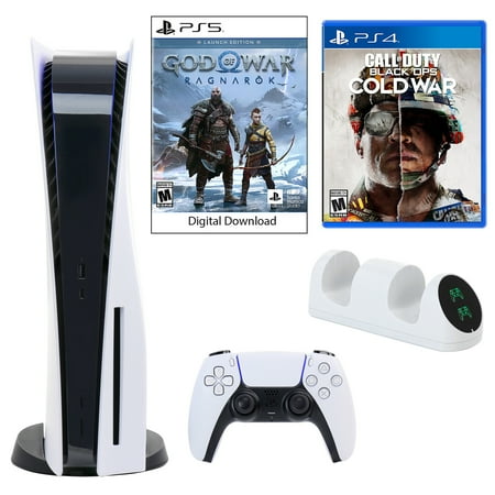 Sony PlayStation 5 Core Console with God of War: Ragnarok with Dual Charger and Call of Duty: Black Ops Cold War