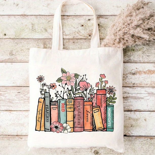 TS Flowers Canvas Tote Bag Lightweight Shopping Bag for Books Albums and More Perfect Christmas or Birthday Gift
