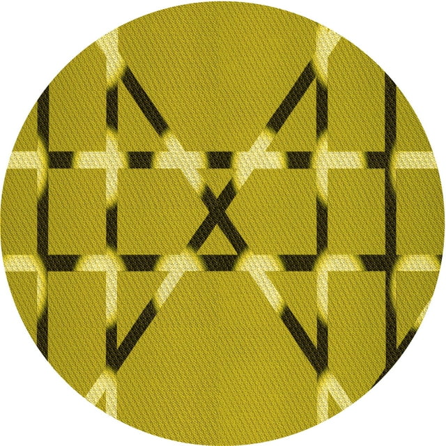 Ahgly Company Tapis d'Intérieur Lavables en Machine, Ronds, Transitionnels, Vert-Jaune Foncé, Ronds de 3'