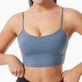 thumbnail image 2 of MGDXOX Womens Thin Strap Longline Sports Bras Scoop Neck Workout Yoga Tops Wireless Athletic Breathable Bras Blue XL, 2 of 6
