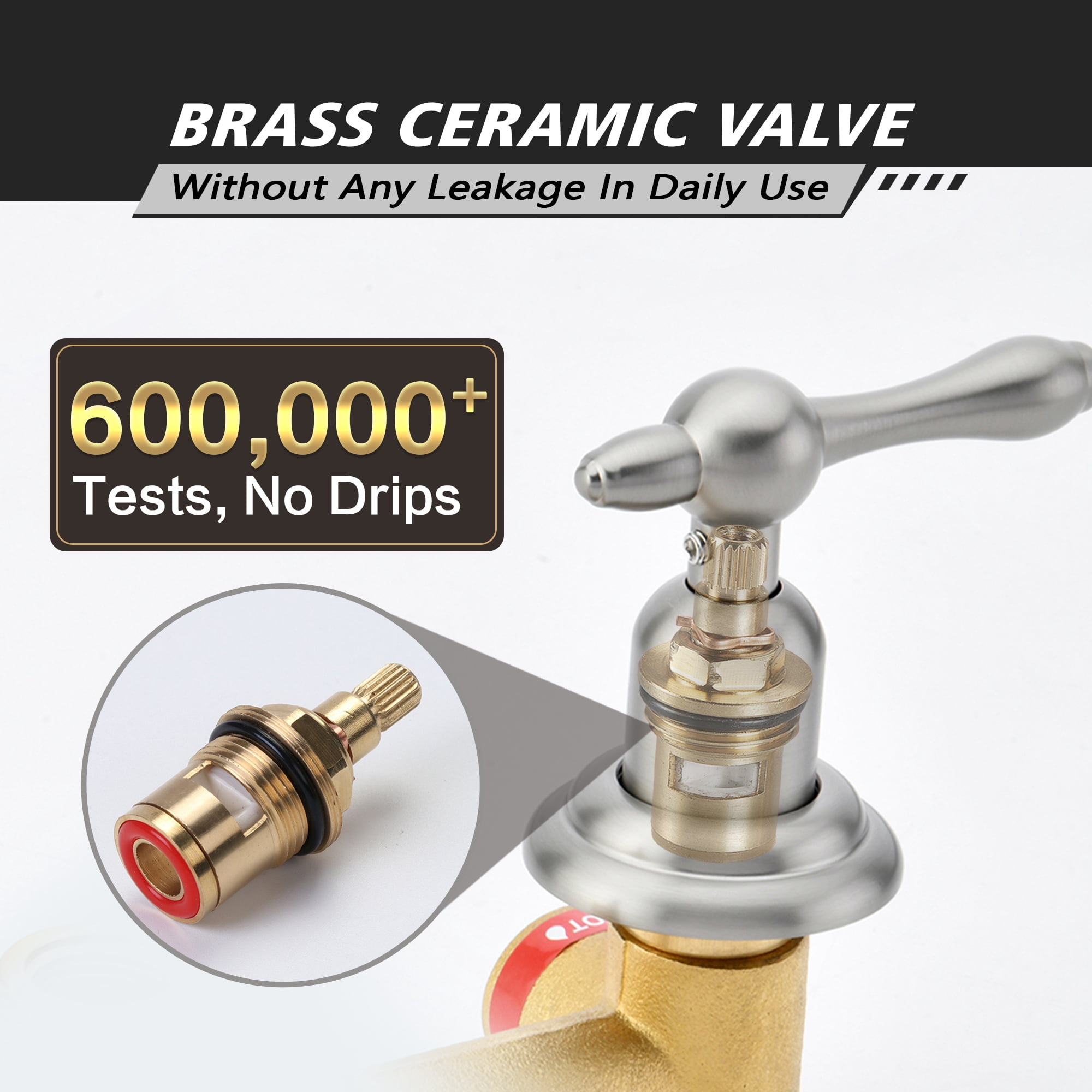 SUMERAIN Wall Mount Bathtub Faucet with Handheld Sprayer, High Flow Traditional Tub Filler Brushed Nickel, Rough-in Valve Included