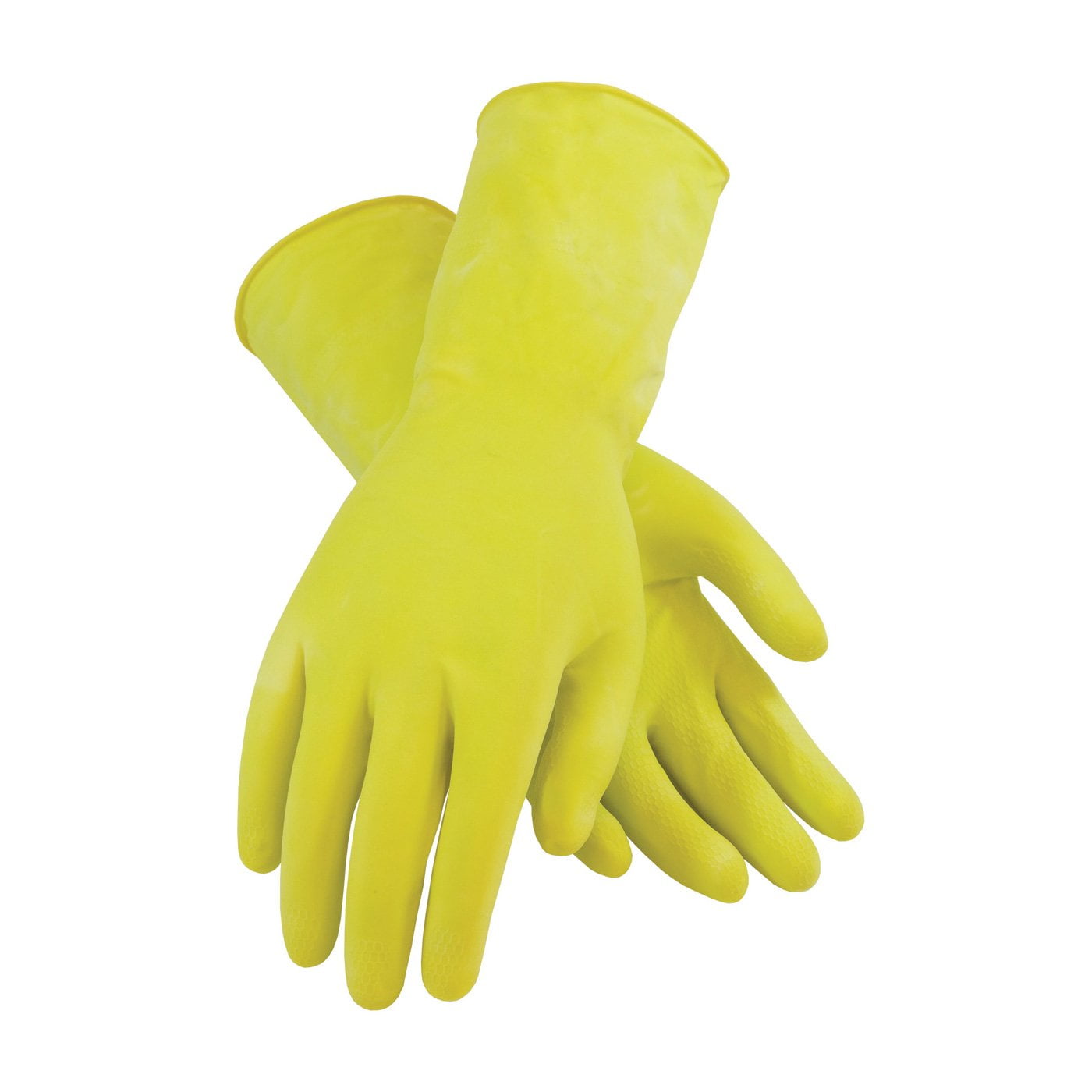 Assurance 48/L62Y Unsupported Chemical Resistant Gloves, L, Yellow, Honeycomb Grip, Natural Latex Rubber