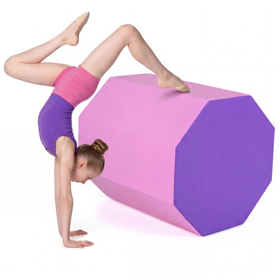 Octagon Tumbling Mat, Gymnastics Training Mat for Backbends Somersaults, Pink & Purple Artificial Leather Foam Mat