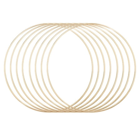Uxcell 8Pcs Dream Catcher Rings, 7.5" Metal Hoops for Crafts Wreath Hoop Rings for Wall Hanging Crafts Home Decorations DIY Wedding Wreath Decor, Gold 7.3"