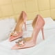 thumbnail image 3 of Zapatos de tacón alto sexys de punta puntiaguda de boca baja para banquetes para mujer, zapatos de gamuza con huecos laterales, con perlas y diamantes de agua, zapatos clásicos individuales, 3 of 5