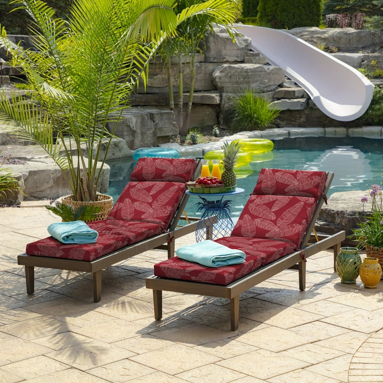 Arden Selections Outdoor Deep Seating Cushion Set 24 x 24, Red Leaf Palm