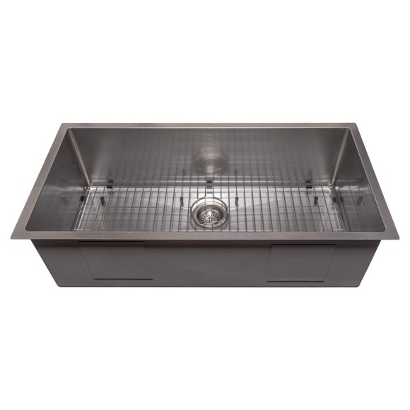 ZLINE Évier de Cuisine en Acier Inoxydable Satiné de 36 Po, Meribel, à Encastrer, Bol Simple, avec Grille Inférieure (SRS-36S)