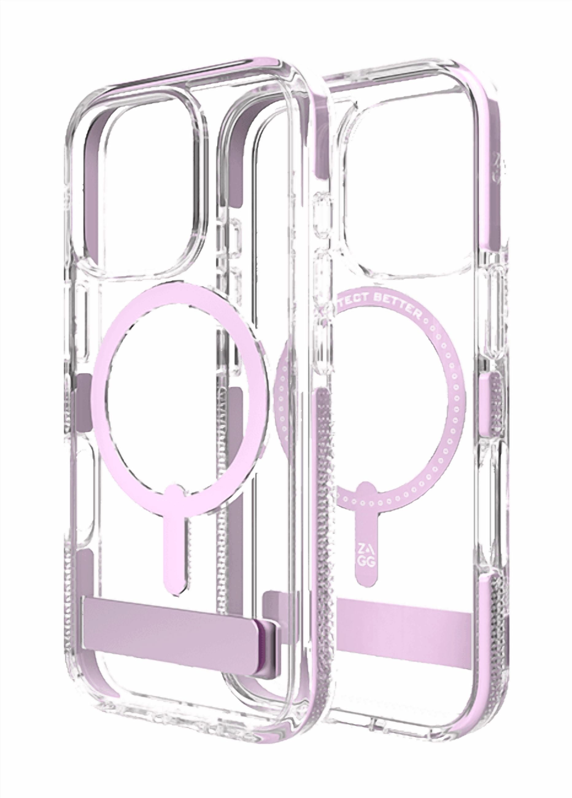 Zagg Piccadilly Snap Case with MagSafe + Kickstand for iPhone 16 Pro Max, Clear Light Pink