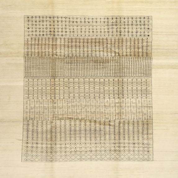 Ahgly Company Machine Washable Indoor Square Contemporary Khaki Gold Area Rugs, 6' Square