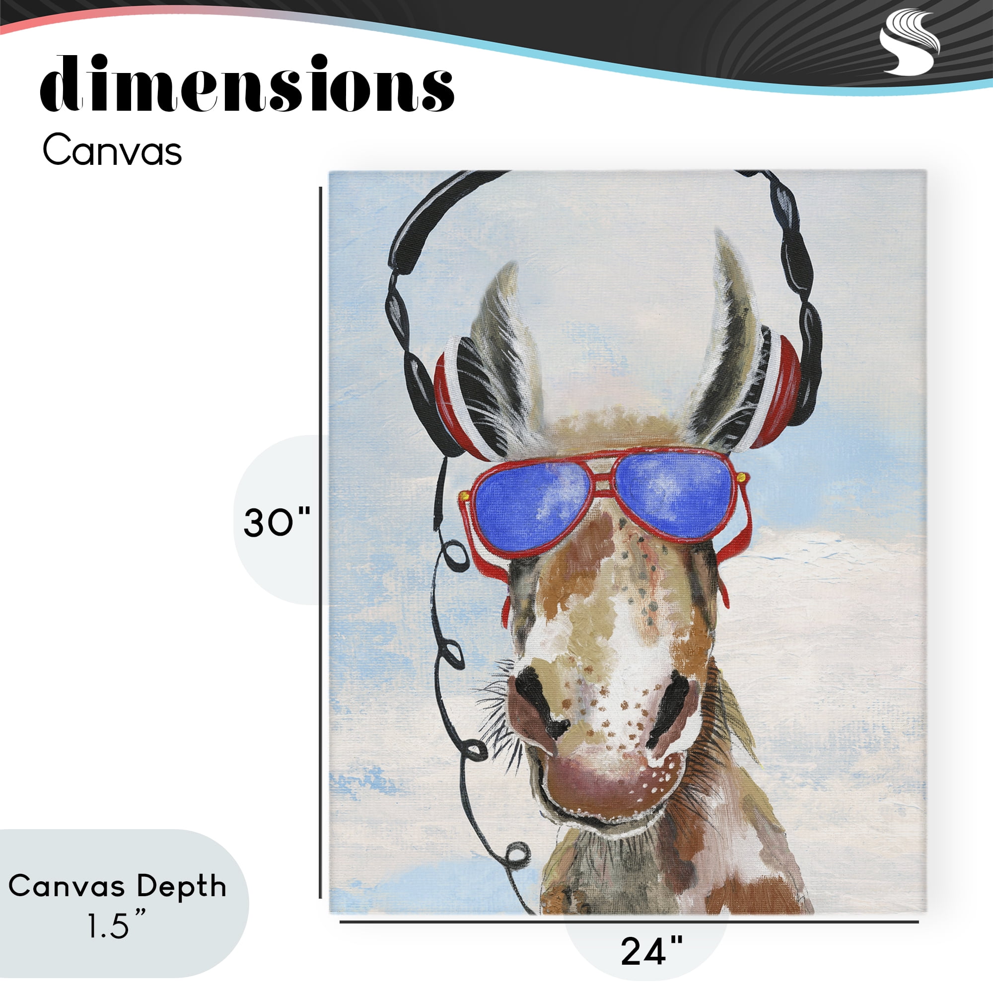 Stupell Industries Donkey Wearing Headphones Canvas Wall Art, design by Janet Tava