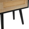 thumbnail image 2 of Oufan Rattan Nightstand, Boho End Table with Drawer and Storage, Cane Accent Bedside End Table with Solid Wood Legs for Bedroom, Dorm, Black, 2 of 14