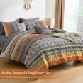 thumbnail image 3 of Boho Comforter Set Queen Size,8 Pieces Orange Bohemian Striped Bed in a Bag,Paisley Soft Microfiber Bedding Comforter Set, 3 of 14
