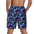 thumbnail image 2 of Lsque Mens Swim Trunks purple flower blue Skull Pattern - Bathing Suit Compression Liner - Beach Swim Shorts Swimwear - (S-3XL) - Stretch Quick Dry -XX-Large, 2 of 9