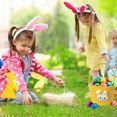thumbnail image 4 of Easter Baskets for Kids,Plush Easter Bunny Gift Basket,Cute Bunny Egg Hunt Basket Bags with Bunny Ears,Cotton Woven Egg Hunts Basket for Girls & Boys, Easter Gifts Storage Perfect for Toddlers, 4 of 6