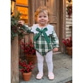 thumbnail image 4 of RUINIXCW Baby Girl Christmas Romper Plaid Bow Snap Crew Neck Long Sleeve Jumpsuit, 4 of 8