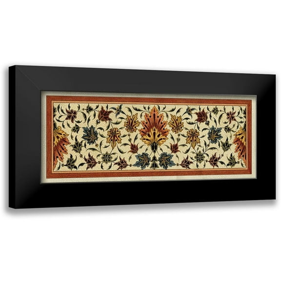 Vision Studio 14x8 Black Modern Framed Museum Art Print Titled - Crackled Tapestry Frieze II