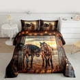 thumbnail image 2 of Manfei Western Theme 3-Piece Full Size Comforter Sets for Female Men,Galloping Horse Bedding Comforter Set,Rustic Retro Farmhouse Lightweight Bedding Sets,Luxury Bedroom Decor,Reversible, 2 of 8