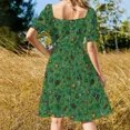 thumbnail image 3 of Bugs & Insects on Green Floral Background Sleeveless Dress african dresses for woman summer dress women 2024, 3 of 6