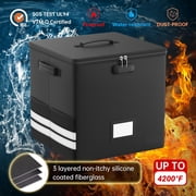 Fireproof Document Box,Blacksmith 13 inch Fireproof Safe Box for File Documents with Lock and Pocket,Fireproof File Box for Important Documents,Passports,Laptop,Black