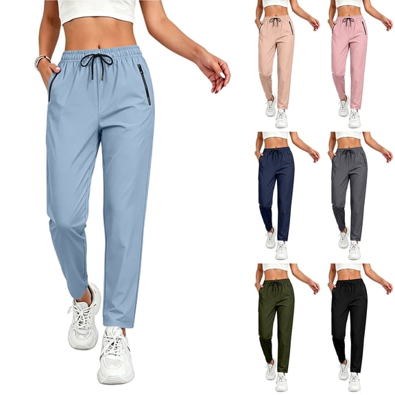 IYYVV Quick Dry Pants Womens Joggers with Pockets Stretch Athletic Pants for Women Ladies Lightweight Active Pants Army Green L