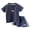 Blue, variant on Toddler Baby Boy Girl Summer Outfit Short Sleeve Rainbow T-Shirt Top Solid Color Shorts 2PCS Cute Clothes (Blue, 12-18 Months)