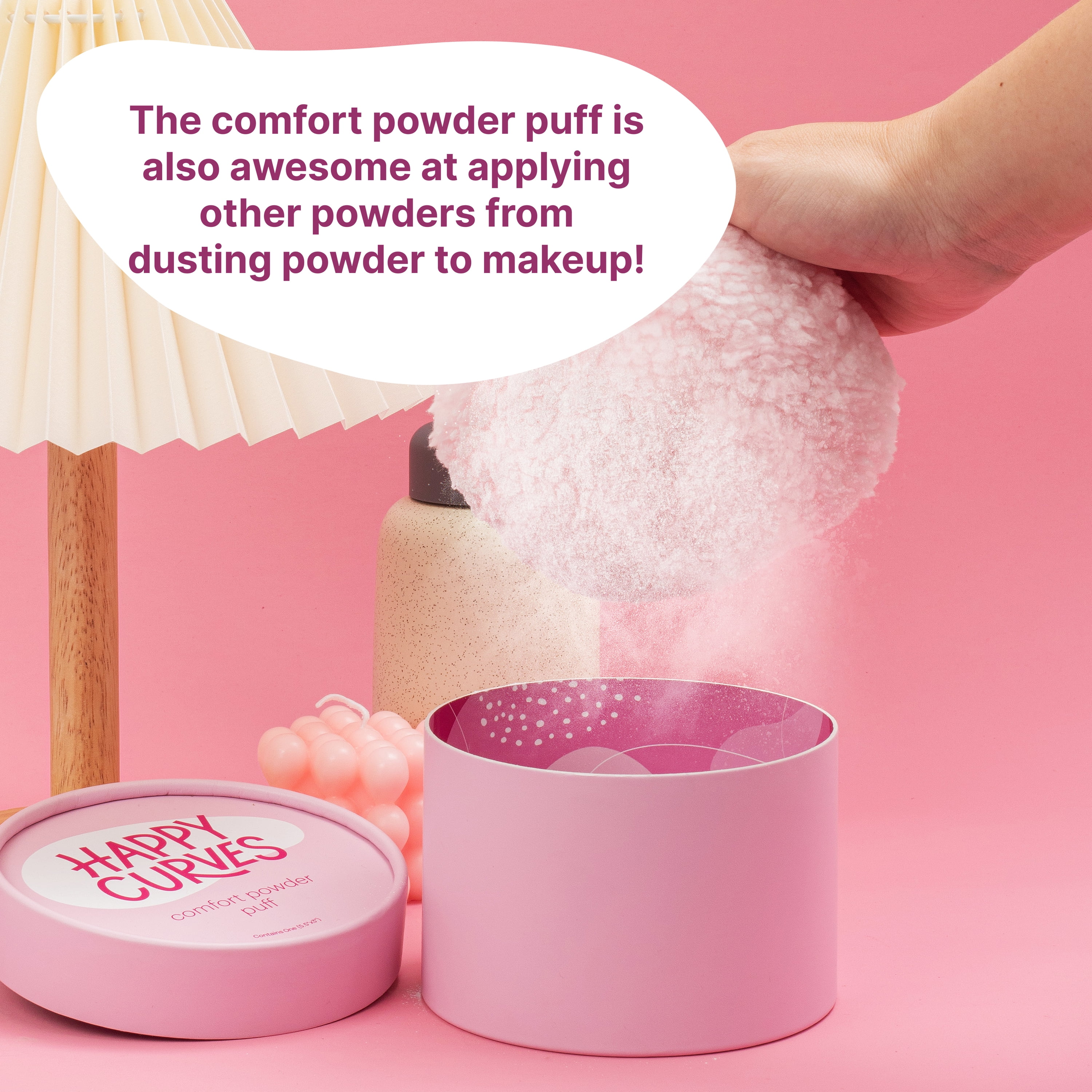(2 pack) Happy Curves Dusting Powder Body Applicator Puff for Women