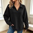thumbnail image 6 of Hurxie Womens Oversized V Neck Fleece Sweatshirt Casual Long Sleeve Sweatshirts Collared Pullover Sweatshirts, 6 of 7