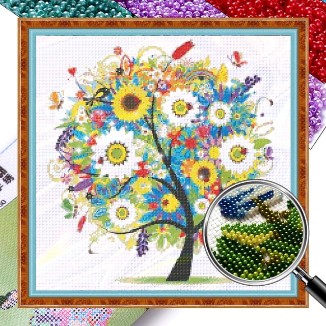 Kit Punto Cruz Impreso Con Cuentas Bordado Parcial Artesanía Artística para El 9CT 55x55cm