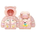 thumbnail image 4 of Kids Baby Boys Girls Winter Down Coats Bear Ear Hooded Jackets Fleece Full Zip Up Snowsuit Padded Puffer with Pockets Fall Winter Clothes 12-18 Months, 4 of 4