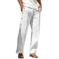 thumbnail image 6 of RYDCOT Mens Pants Casual Summer Breathable Sports Loose Beach Pants with Side Buckle Lightweight Vacation Trousers White, 6 of 6