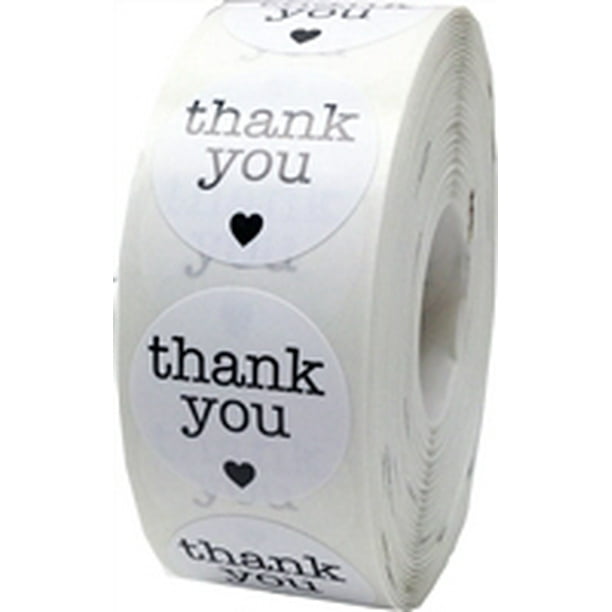 White with Black Thank You Stickers | 1