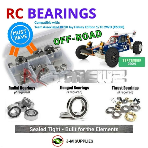 RCScrewZ Rubber Shielded Bearings asc157r for Associated RC10 Jay Halsey Ed. 1/10 2WD (#6008) | SET