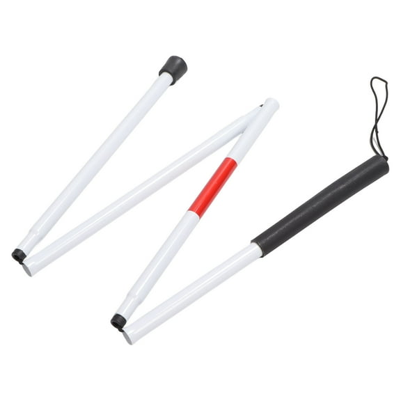High Visibility Cane, Aluminum Mobility Folding Cane for Portability and Nighttime Visibility, Suitable for Vision Impaired Walking Aid, Reflective Red White Tape, Marshmallow