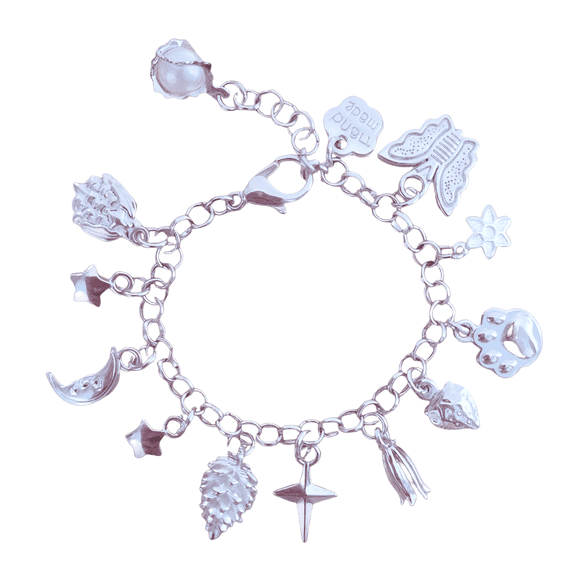PFOYH S925 Sterling Silver Bracelets Charm Bracelet for Women with 13 different pendant accessories