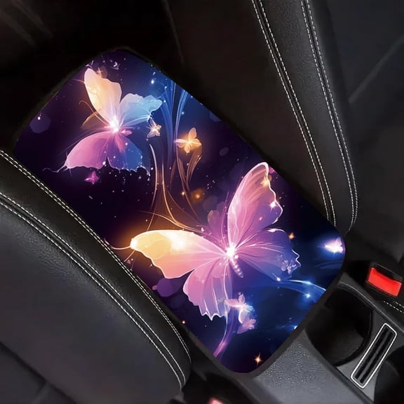 Butterfly Car Center Console Cover Pad Car Armrest Seat Box Cover Vehicle Center Console Armrest Pad Comfortable Car Accessories Interior Protector for SUV Sedan Truck 12.6×7.5in