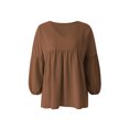 thumbnail image 1 of Sunloudy - Camiseta de verano con cuello en V para mujer, casual, manga larga, color sólido, túnica holgada Sunloudy  moda, 1 of 10