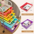thumbnail image 5 of 6-Drawer Rolling Storage Cart, Multifunctional Art Craft Tools Organizer on Wheels, Heavy Duty Utility Mobile Storage Trolley w/ 2 Lockable Wheels for Home Office School (Multi-color), 5 of 10