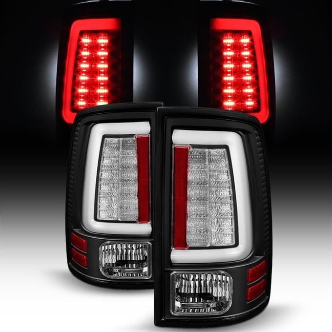 For 09-18 Dodge Ram 1500 10-18 2500/3500 Black Smoked LED Tube Tail Lights Lamps Pair Side Driver+Passenger 