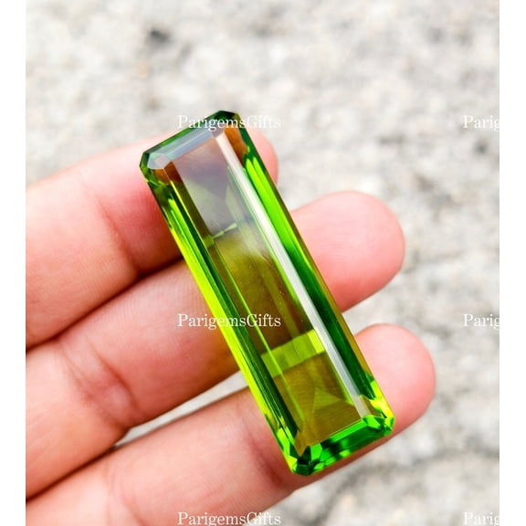 Large Light Green Peridot 65  Ct Baguette Cut Loose Gemstone