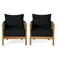 thumbnail image 1 of GDF Studio The Crowne Collection Outdoor Acacia Wood Club Chairs with Optional Sunbrella Cushions, Set of 2, Teak, Canvas Black, 1 of 6