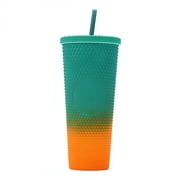 710ML/24OZ Large Capacity Water Cup Fully Studded Matte Tumbler Reusable Cup with Wide Opening Leak-Proof Lid Straw