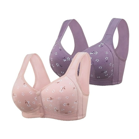 DondPO Bras for Women Women s Non Ring Non Marking Back Lifting Breasts Gathered Underwear Soft Skin Friendly Front Open Buckle Bra 2 Push Up Bra Plus Size Bras for Women Clearance Pink 52 Clearance
