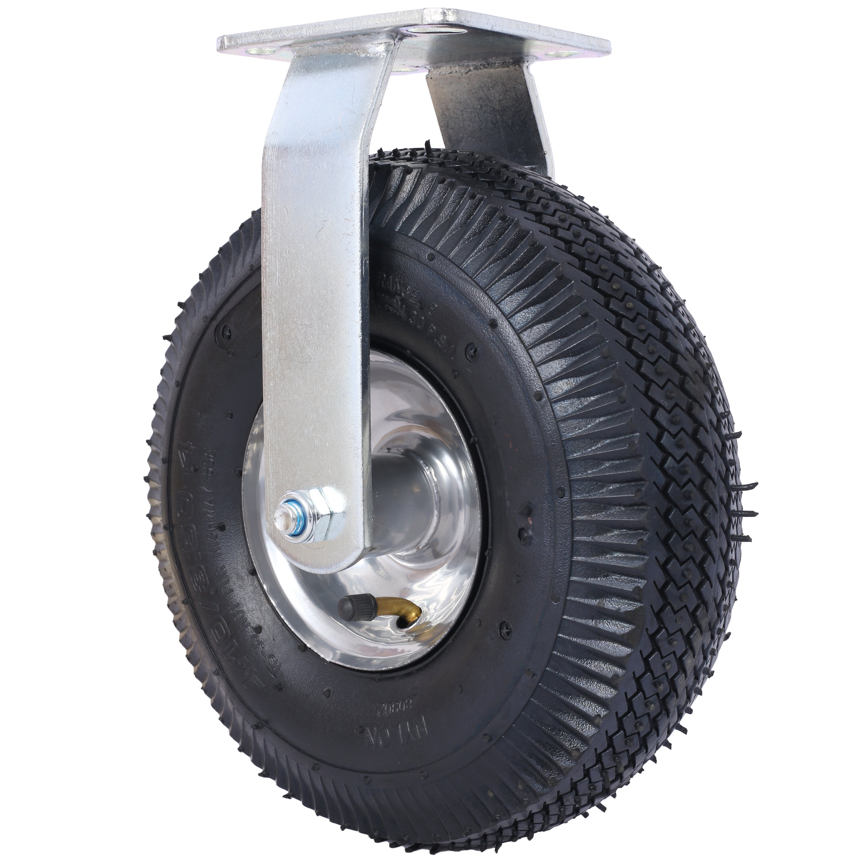 4PCS 10IN CASTER pneumatic tire(2PCS SWIVEL+2PCS RIGID), Caster Wheel, Steel Hub with Ball Bearings, 5/8-Inch Bore Centered Axle -black,